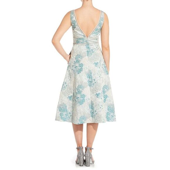 AIDAN MATTOX Womens Ivory Lined Sleeveless Midi Cocktail Fit + Flare Dress 6 - Picture 2 of 3